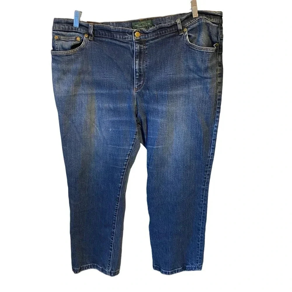 Lauren Ralph Lauren Blue Jeans Classic Straight Women Plus Size 20W Pockets